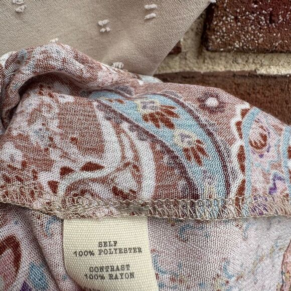 GIMMIKS BUCKLE boho top beige pink contrast women's medium NEW - Picture 4 of 10